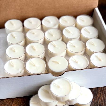 Handmade Unscented Round Clear Soy Wax Tealights 25 Pieces
